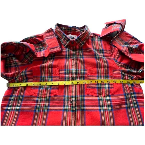 🌸4/$50🌸 Old Navy Red Tartan Flannel Button Down Shirt - Picture 12 of 14